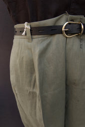 Tuscany Pleated Pants Green Air Weight Linen 32 34 36 38