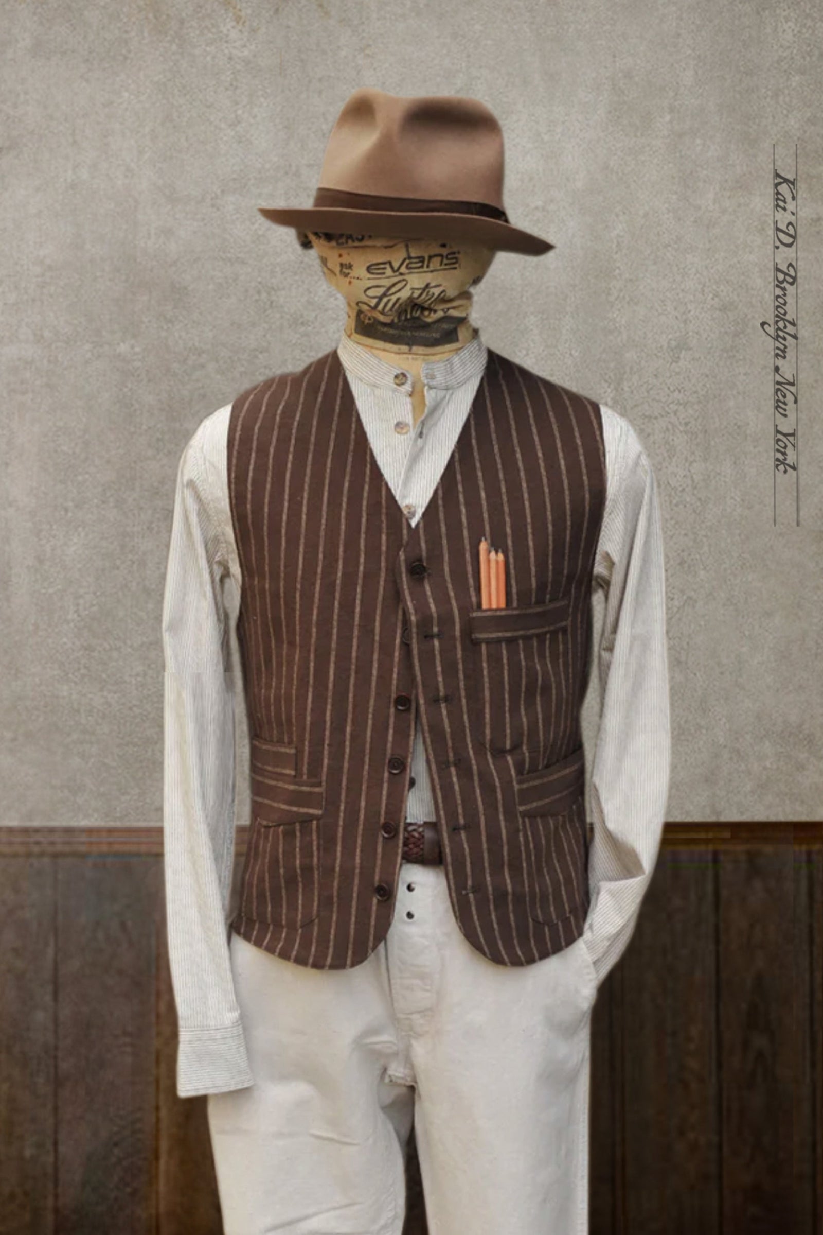 Shoemaker S Vest Twin Stripe Cotton M L Xl