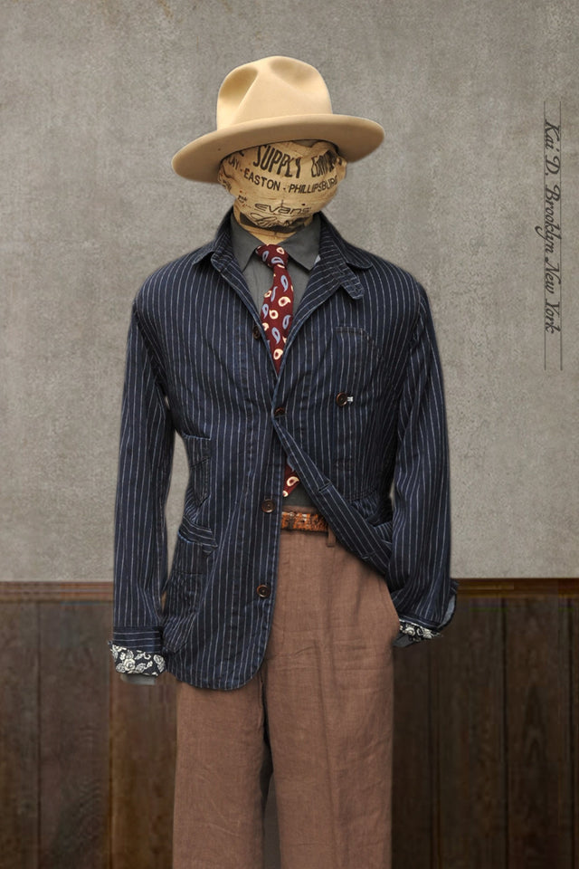 Degas Jacket - Wabash Stripe Deep Indigo - S
