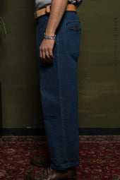Wide Leg Trousers Stone Washed Denim 33 36