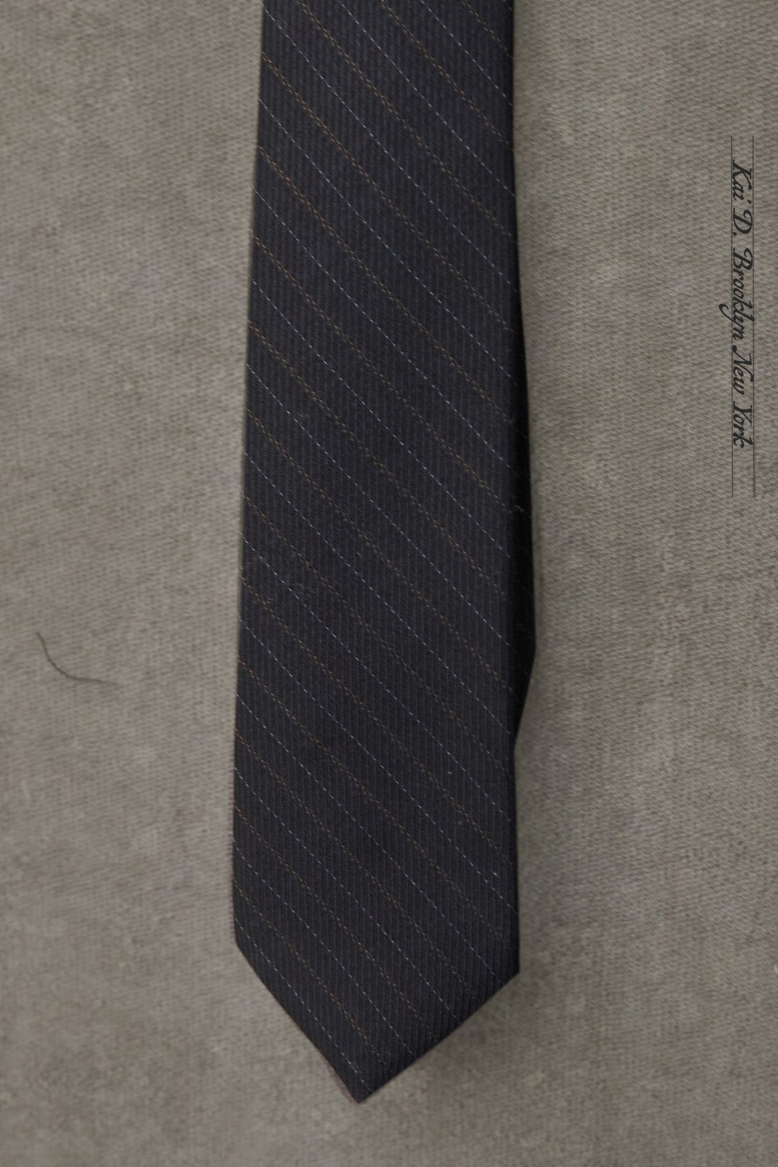 English Wool Striped Tie - Deep Navy