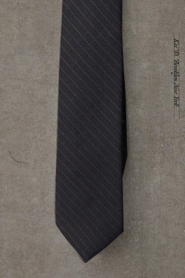 English Wool Striped Tie - Deep Navy