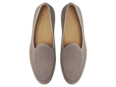 Stride Loafers In Sandy Grey Glove Suede Natural Sole