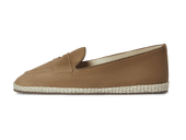 Calvi Slippers In Noix Luxe Suede And Gros Grain