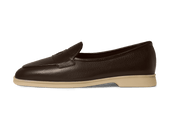 Stride Penny Loafers In Dark Brown Moorland Calf With Natural Sole
