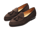 Grand Conti Tassel Loafers In Dark Brown Shield Suede