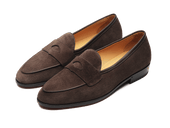 Grand Fleurus Penny Loafers In Dark Brown Shield Suede