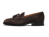 Hertford Tassel Loafers In Dark Brown Suede