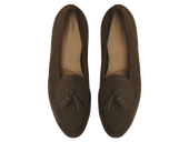 Sagan Classic Tassel Loafers In Olivine Green Asteria Suede