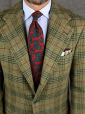Paisley Printed Wool Challis Tie Cherry Hand Rolled