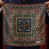 8 Bit Motif Silk Pocket Square Brown 40x40cm