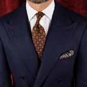 8 Bit Motif Silk Pocket Square Brown 40x40cm