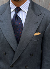 Samurai Motif Wool Silk Pocket Square 40x40cm