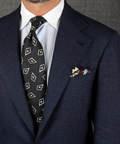 Fortune Motif Wool Silk Pocket Square 40x40cm