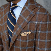 Repp Stripe Silk Cotton Tie Brown