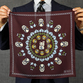 Fortune Motif Wool Silk Pocket Square 40x40cm