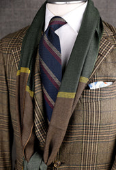 Striped Wool Scarf Green Brown
