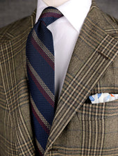 Striped Grossa Grenadine Silk Tie Berry