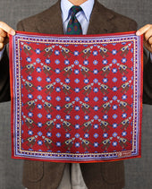 Elephant Motif Silk Pocket Square 40x40cm