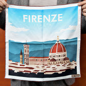 Firenze Travel Poster Silk Pocket Square Duomo 40x40cm
