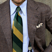 Japanese Repp Stripe Silk Tie Forest