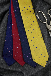 Polka Dot Bespoke Jacquard Silk Tie Midnight Purple