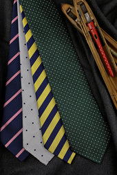 Bespoke Repp Stripe Silk Tie Navy