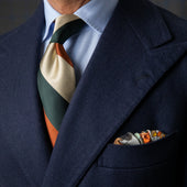 Japanese Repp Stripe Silk Tie Forest Cream
