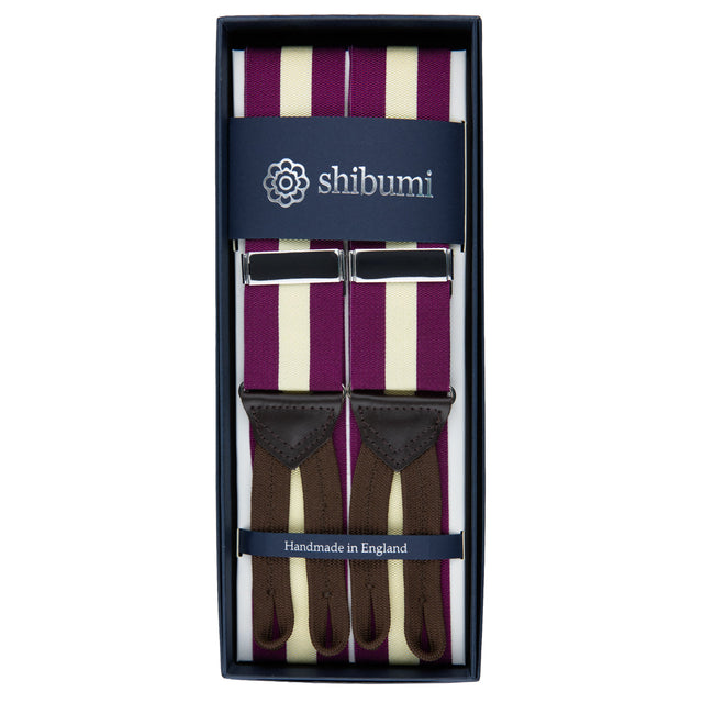 Barathea Braces - Berry / Ivory