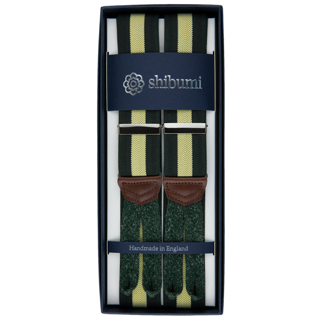 Elastic Barathea Braces - Forest / Vanilla Striped