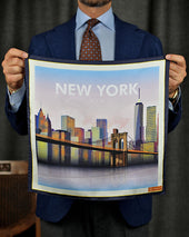 New York Travel Poster Silk Pocket Square 40x40cm