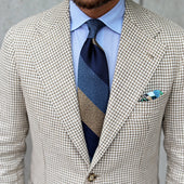 Japanese Boucle Silk Tie Blue Beige