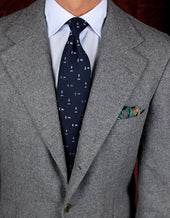 Geometrical Cashmere Silk Grenadine Tie Hand Rolled
