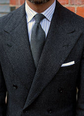 Floral Cashmere Silk Grenadine Tie Grey Shadow