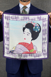 Ukiyo E Silk Pocket Square Maiko 40x40cm
