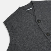 Grey Cashmere Sleeveless Cardigan