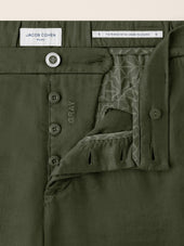 Gray Pants In Cotton And Linen Gabardine Stretch