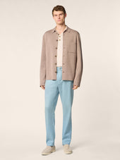 Gray Cotton And Linen Stretch Gabardine Pants
