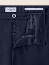 Gray Pants In Cotton And Linen Stretch Gabardine