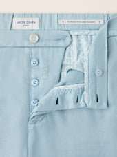 Gray Cotton And Linen Stretch Gabardine Pants