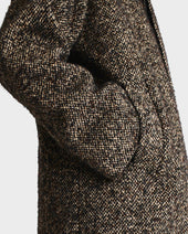 Car Coat En Tweed De Laine Et Polyester Noir Et Beige