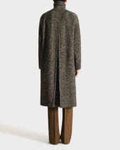 Car Coat En Tweed De Laine Et Polyester Noir Et Beige