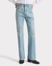 Jean Vas En Denim De Coton Bleu D Lav