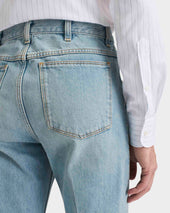 Jean Vas En Denim De Coton Bleu D Lav