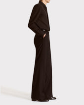 Chemise Col Classique En Cr Pe De Soie Chocolat Fonc