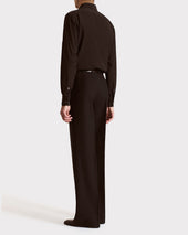 Chemise Col Classique En Cr Pe De Soie Chocolat Fonc