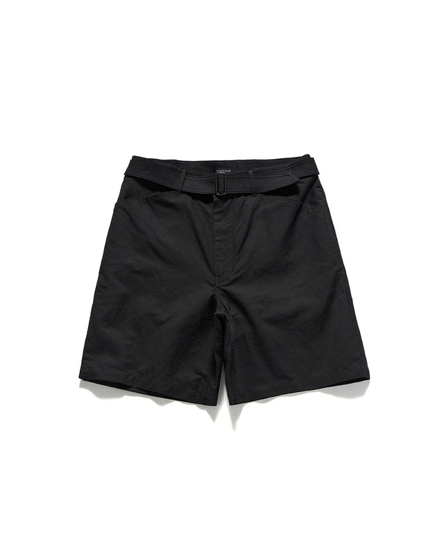 BELTED SHORTS / BLACK LINEN