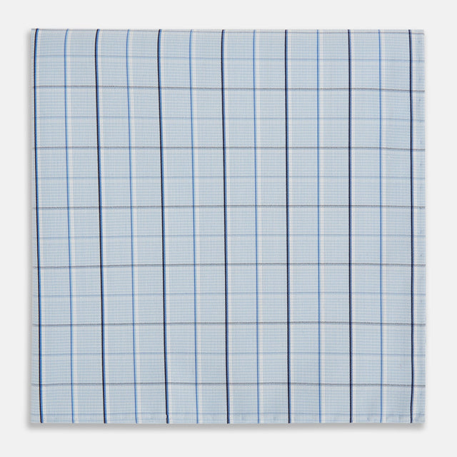 Navy and Blue Combination Check Hand-Rolled Handkerchief