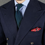 Crunchy Silk Knit Tie Navy Green Mottled