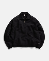 COLLAN ZIP COLLAR SWEATSHIRT - BLACK 19oz. ALL COTTON LOOPBACK TERRY FLEECE